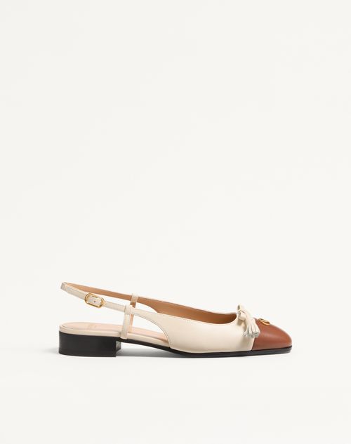 Valentino Garavani - Valet Du Roi Kid Slingback Ballerina 25mmm - Butter/tobacco - Woman - Ballerinas