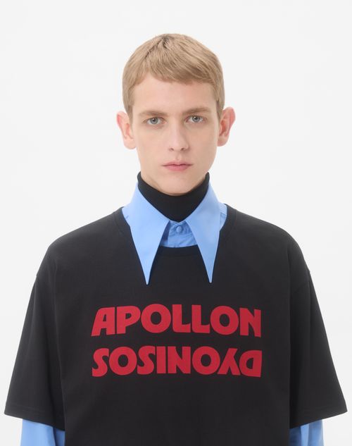 Valentino - Valentino Cotton T-shirt With Apollon/dyonisos Print - Black/red - Man - Tshirts And Sweatshirts