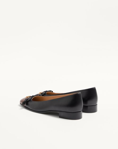 Valentino Garavani - Valet Du Roi Kidskin Ballerina 25mm - Black/coffe - Woman - Ballerinas
