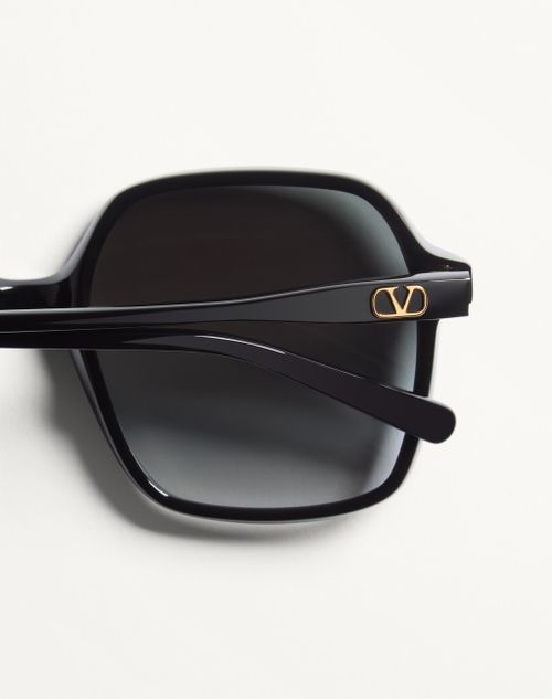 Valentino - Rectangular Acetate Eyewear - Black/grey - Woman - Eyewear