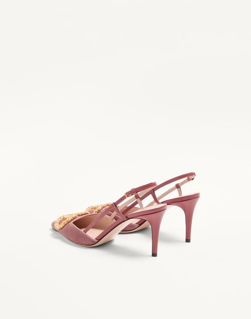 Valentino Garavani - Vlogo Signature Slingback Pumps In Velvet With Jewel Logo 80mm - Phard - Woman - Pumps