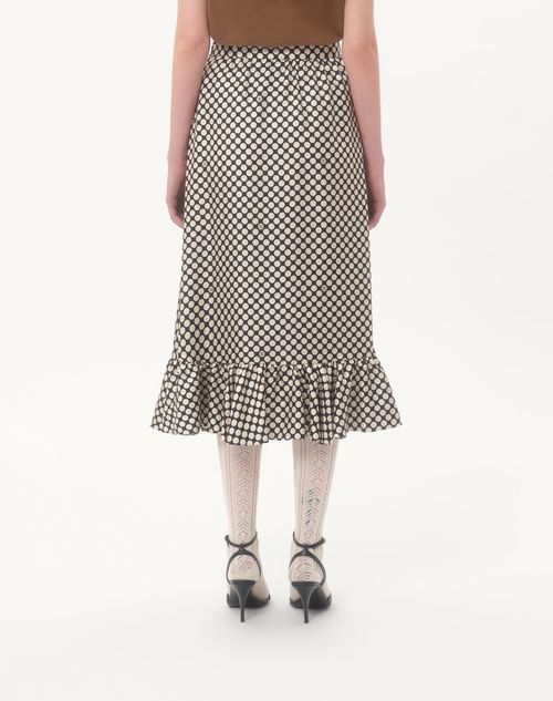 Valentino - Twill Skirt With Plus De Pois Print - Black/white - Woman - Skirts