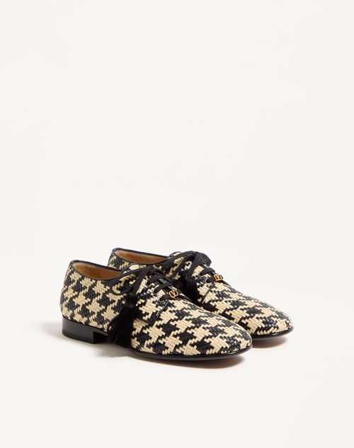 Valentino Garavani - Mj Blues Houndstooth Derby In Woven Leather - Shell/black - Man - Lace-ups