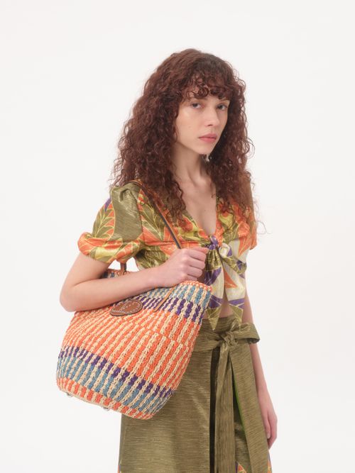 Valentino - Lurex Top With Voyage Imaginaire Print - Multicolor - Woman - Shirts And Tops