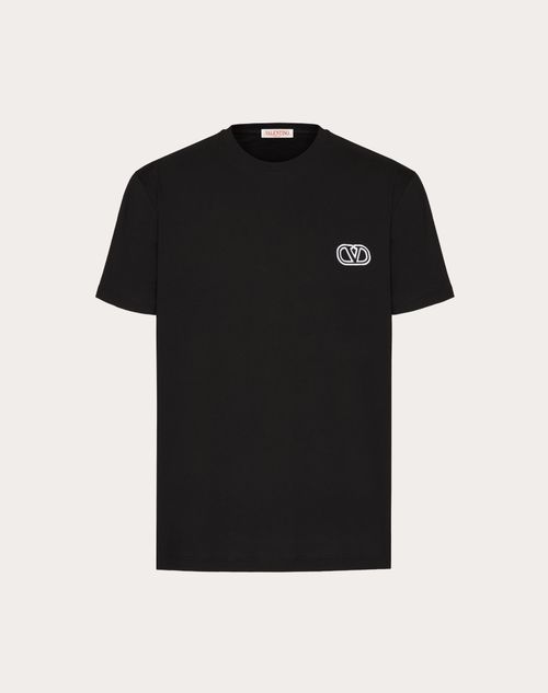 Shop Valentino Cotton T-shirt With Vlogo Signature Patch In Black