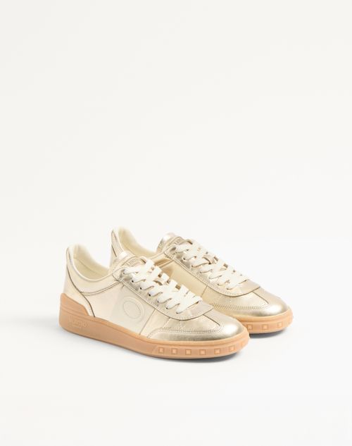 Valentino Garavani - Upvillage Trainer In Laminated Calfskin With Nappa Calfskin Leather Band - Platinum - Woman - Sneakers