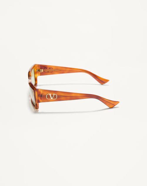 Valentino - Rectangular Acetate Eyewear - Havana/green - Unisex - Eyewear