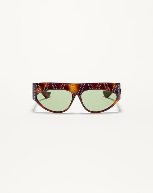 Valentino - Geometric Acetate Eyewear - Havana/green - Unisex - Eyewear