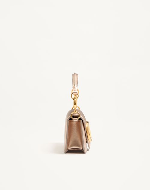 Valentino Garavani - Valentino Garavani Locò Small Shoulder Bag In Laminated Calfskin - Champagne - Woman - Shoulder Bags