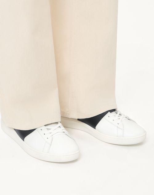 Valentino Garavani - Open Royco Trainer In Nappa Calfskin - White/ Black - Man - Trainers