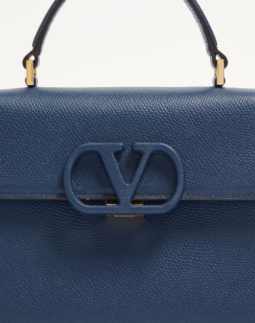 Valentino Garavani - Valentino Garavani Vsling Small Handbag In Grainy Calfskin - Blue - Woman - Top Handle Bags