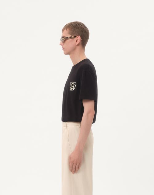 Valentino - Cotton T-shirt With Vg Patch - Black - Man - T-shirts And Sweatshirts