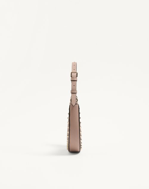 Valentino Garavani - Mini Rockstud Hobo Bag In Grainy Calfskin - Poudre - Woman - Shoulder Bags