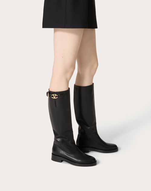 Valentino Garavani - Vlogo The Bold Edition Boot In Calfskin 30mm - Black - Woman - Boots