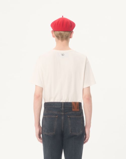 Valentino - Valentino Cotton T-shirt With Le Chat De La Maison Icon Muse Anti Hero Print - Ivory - Man - T-shirts And Sweatshirts