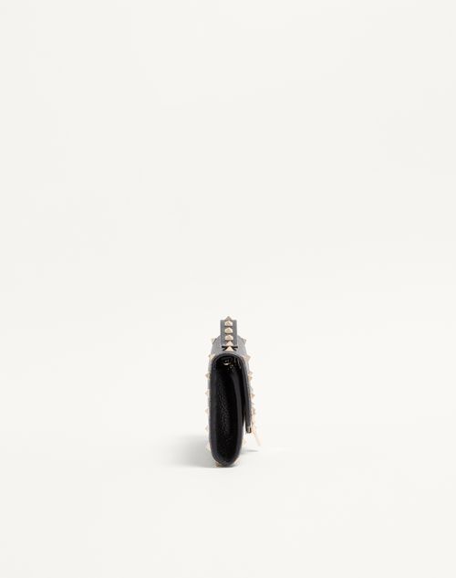 Valentino Garavani - Rockstud Grainy Calfskin Wallet With Chain Strap - Black - Woman - Wallets And Small Leather Goods