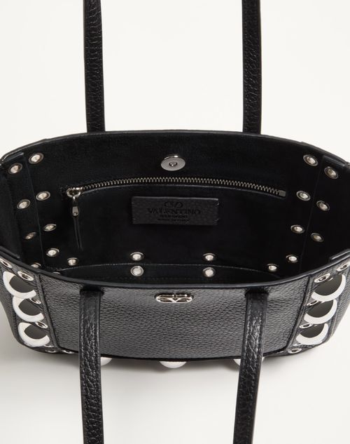 Valentino Garavani - Valentino Garavani Nellcôte Mini Shopping Bag In Grainy Calfskin - Black - Woman - Totes