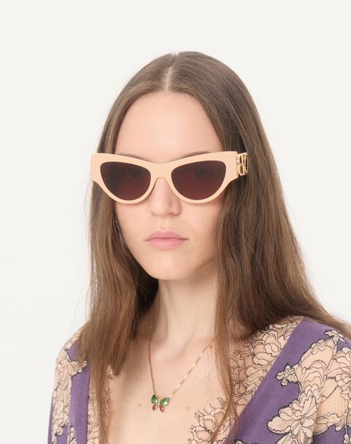 Valentino - Occhiale Cat-eye In Acetato - Beige/marrone - Donna - Occhiali