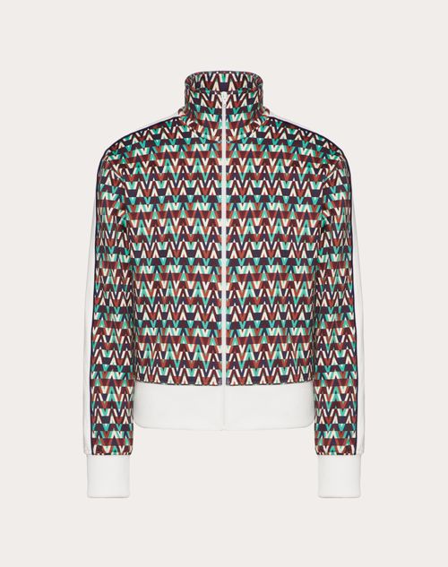 Valentino - Zip-up Sweatshirt With Optical Valentino Print - Man - T-shirts And Sweatshirts