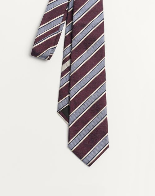 Valentino Garavani - Valentie Striped Silk Tie - Maroon/azure - Man - Ties