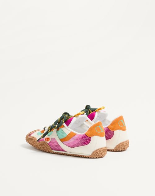 Valentino Garavani - Amphibia Sneaker In Rubberised Calfskin And Split Leather - Fuchsia - Woman - Sneakers