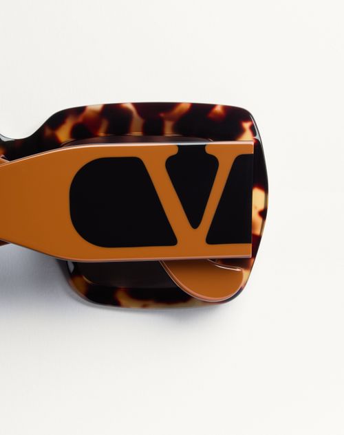 Valentino - Rectangular Acetate Eyewear - Ivory/black/brown - Woman - Eyewear