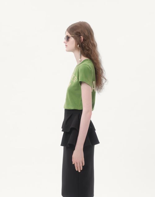 Valentino - Printed Cotton T-shirt - Laurel/birch - Woman - Tshirts And Sweatshirts