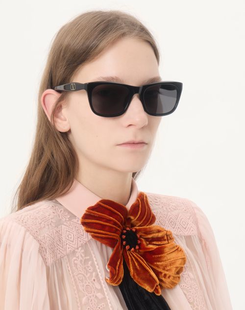 Valentino - Rectangular Acetate Eyewear - Black/gray - Unisex - Eyewear