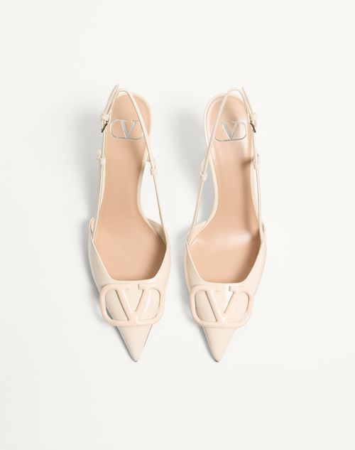 Valentino Garavani - Vlogo Signature Patent Leather Slingback Pump 80mm - Light Ivory - Woman - Pumps And Slingbacks