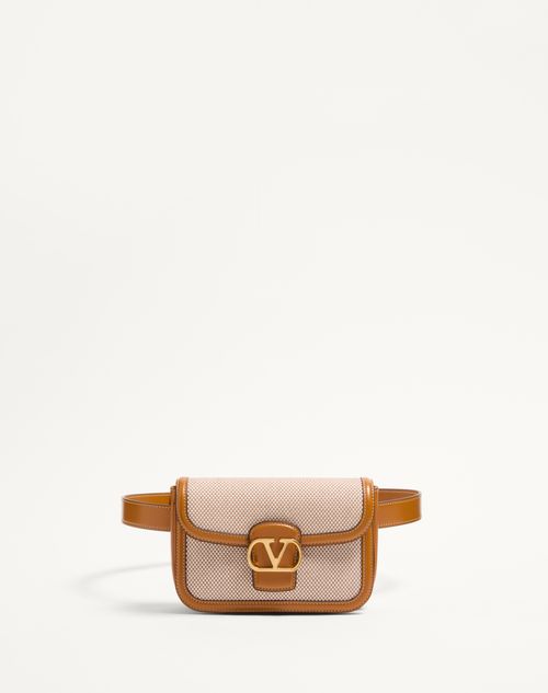 Shop Valentino Garavani Garavani 9to5 Canvas Belt Bag Woman Natural/tobacco Uni