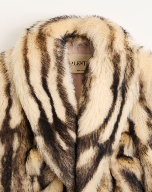 Valentino - Printed Shearling Caban Coat - Beige/brown - Woman - Coats And Outerwear