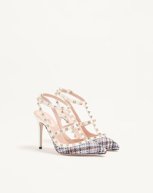 Valentino Garavani - Rockstud Pumps In Woven Fabric 100mm - White/multicolor - Woman - Pumps