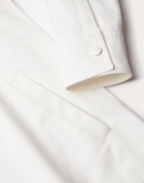 Valentino - Stretch Cotton Canvas Jacket With Rubberized V Detail - Ivory - Man - Outerwear