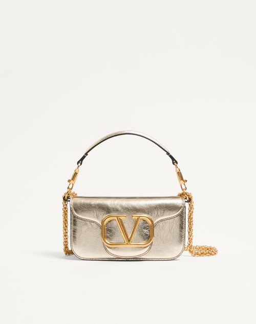 Valentino Garavani - Kleine Valentino Garavani Locò Schultertasche Aus Metallic-kalbsleder
 - Platin - Frau - Schultertaschen