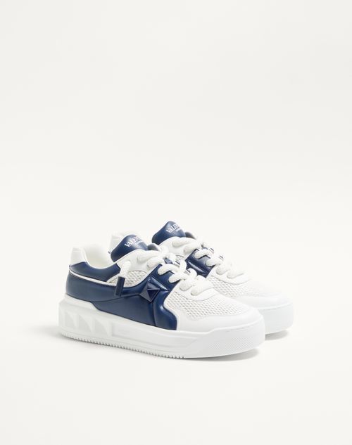 Valentino Garavani - One Stud Xl Low-top Sneaker In Perforated Nappa - Blue/white - Man - Trainers