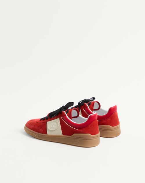 Valentino Garavani - Upvillage Low Top Trainer In Split Leather And Calfskin Nappa Leather - Coral/ivory - Man - Sneakers