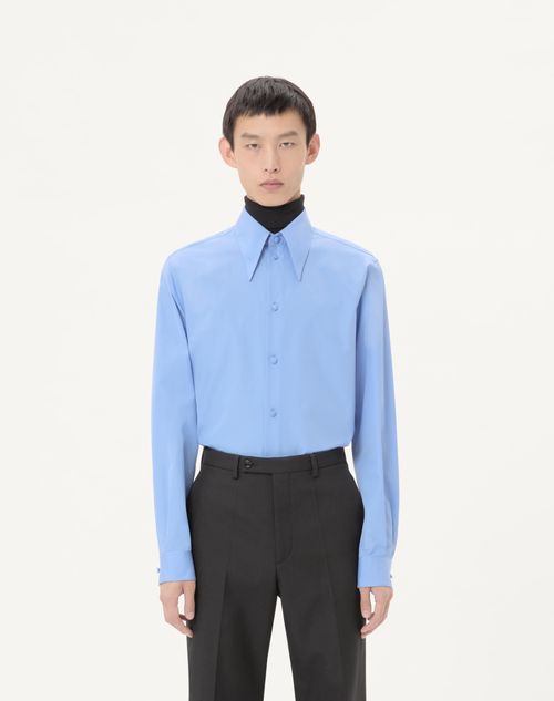 Valentino - Valentino Cotton Poplin Shirt - Sky Blue - Man - Shirts