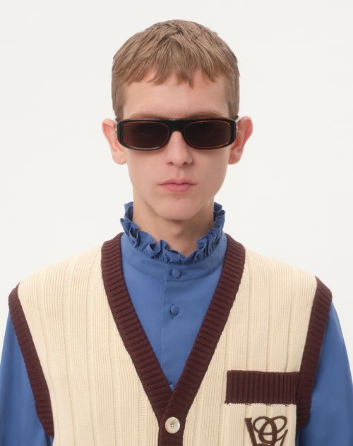 Valentino - Cotton Poplin Shirt With Plastron And Ruffles - Provence Blue - Man - Shirts