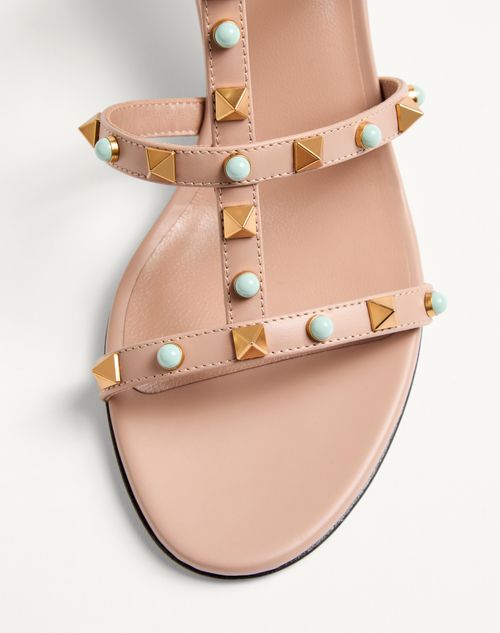 Valentino Garavani - Rockstud Slide Sandal In Calfskin With Cabochon Stones 60mm - Rose Cannelle - Woman - Sandals