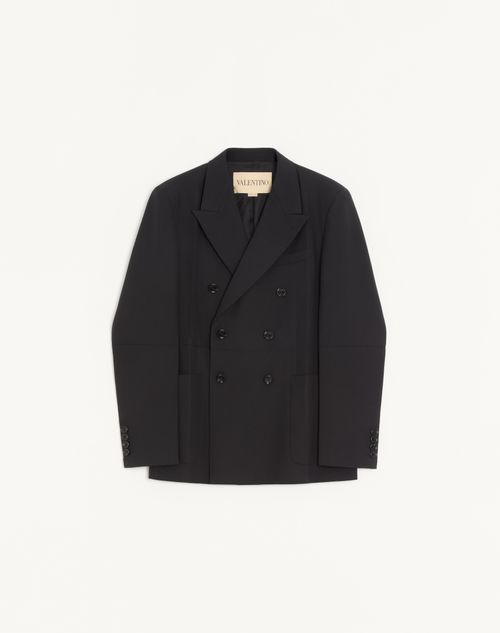 Valentino - Valentino Double-breasted Wool Jacket With Pressed Crease - Black - Man - Coats And Blazers