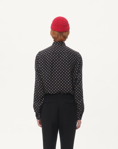 Valentino - Silk Twill Shirt With Plusdepois Print - Black/butter - Man - Shirts