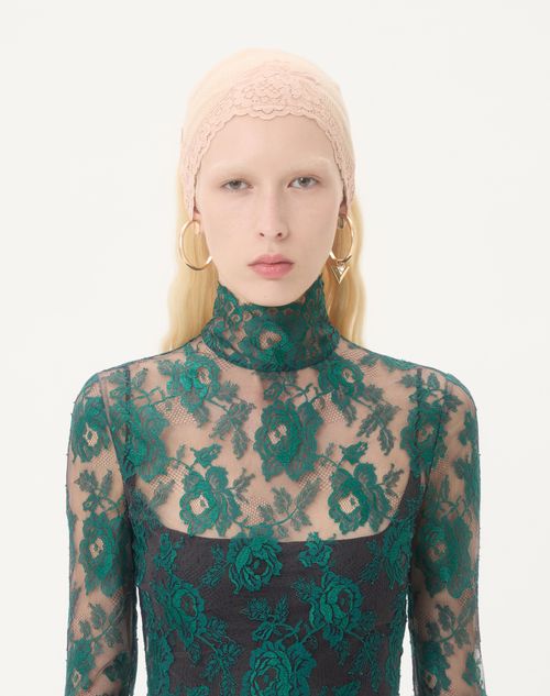 Valentino - Lace Top - Marine/emerald - Woman - Shirts & Tops