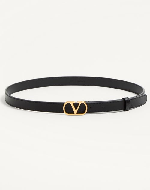 Valentino Garavani Vlogo Signature Belt In Shiny Calfskin 20 Mm Woman Black 100 In Black