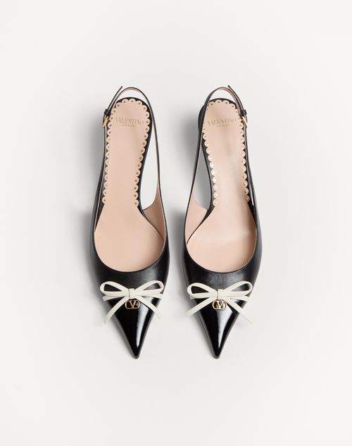 Valentino Garavani - Bepointy Slingback Pump In Patent Leather And Kidskin 45mm - Black/ivory - Woman - Pumps