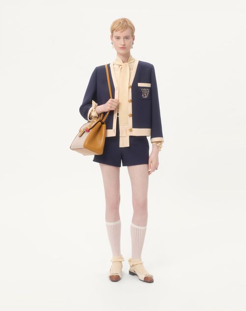 Valentino - Crepe Couture Shorts - Indigo/birch - Woman - Trousers And Shorts