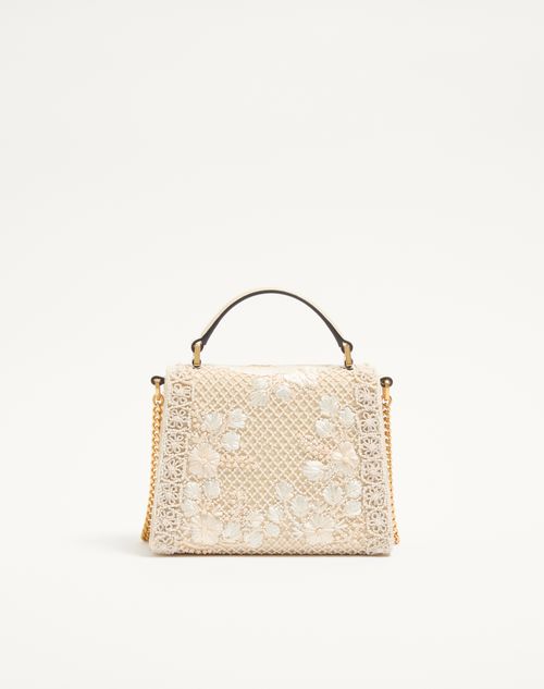 Valentino Garavani - Valentino Garavani Mini Vsling Embroidered Handbag With Jewel Logo - Butter - Woman - Top Handle Bags