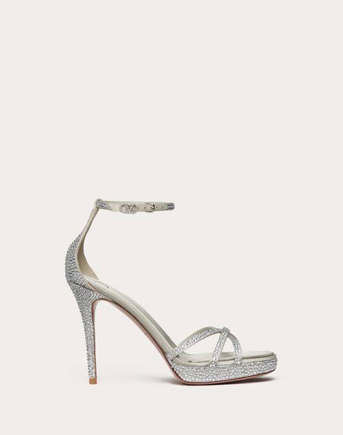 Shop Valentino Garavani Garavani Eveninglam Platform Sandal With 120mm Crystals Woman Crystal/grey 41