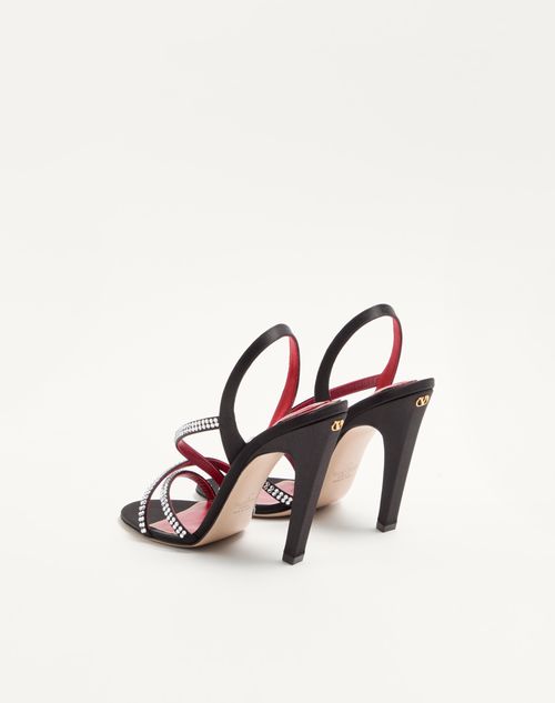 Valentino Garavani - Dans Le Foyer Satin Sandal With Crystals 105mm - Black - Woman - Sandals