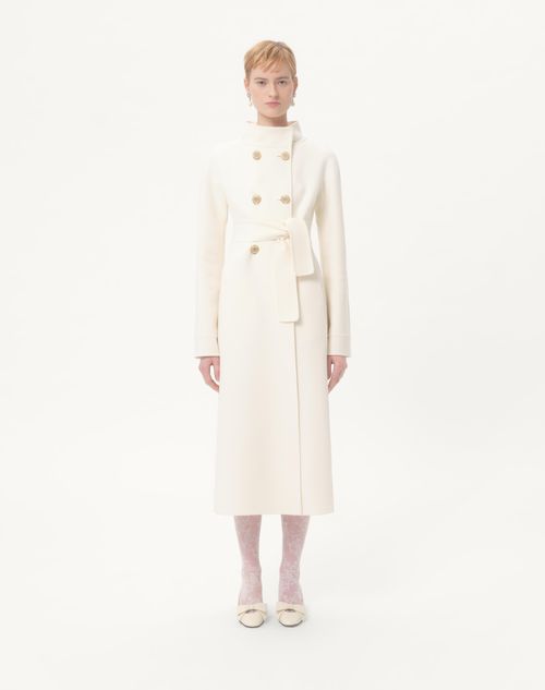 Valentino - Compact Drap Coat - Ivory - Woman - Coats And Outerwear