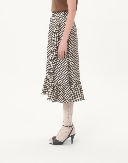 Valentino - Twill Skirt With Plus De Pois Print - Black/white - Woman - Skirts